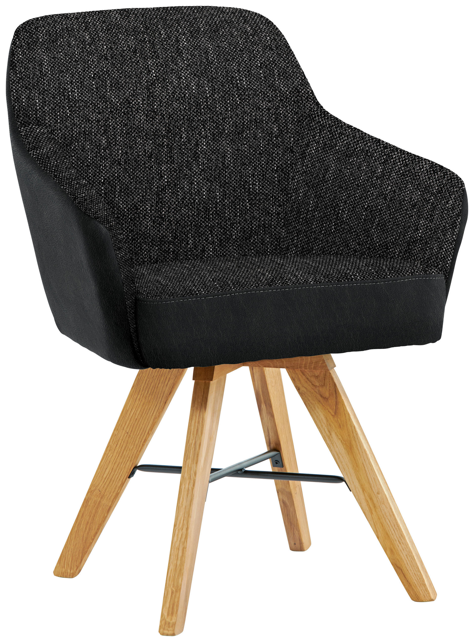 ARMLEHNSTUHL in Holz, Metall, Textil Schwarz, Eichefarben  - Eichefarben/Schwarz, KONVENTIONELL, Holz/Textil (64/86/60cm) - Voleo