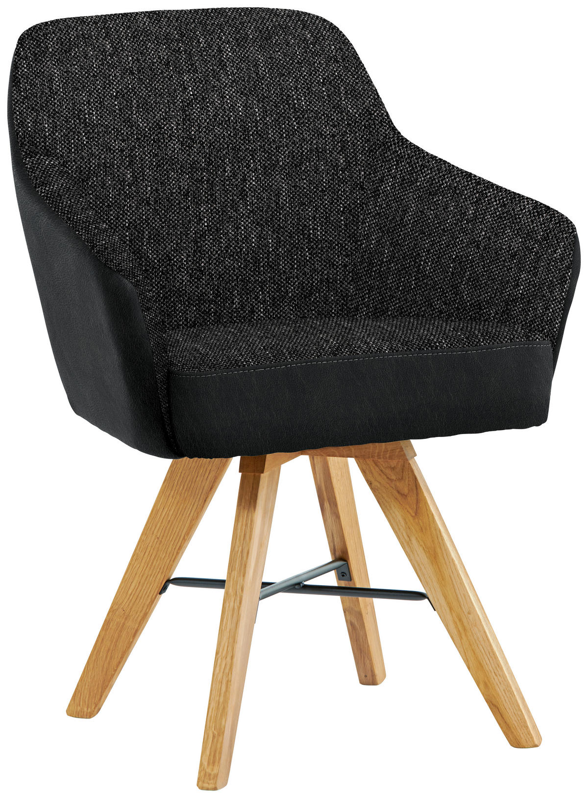 ARMLEHNSTUHL in Holz, Metall, Textil Schwarz, Eichefarben  - Eichefarben/Schwarz, KONVENTIONELL, Holz/Textil (64/86/60cm) - Voleo