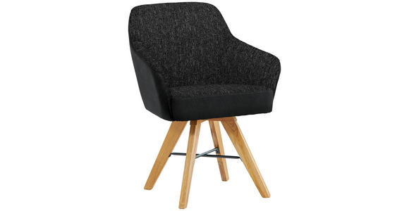 ARMLEHNSTUHL in Holz, Metall, Textil Schwarz, Eichefarben  - Eichefarben/Schwarz, KONVENTIONELL, Holz/Textil (64/86/60cm) - Voleo