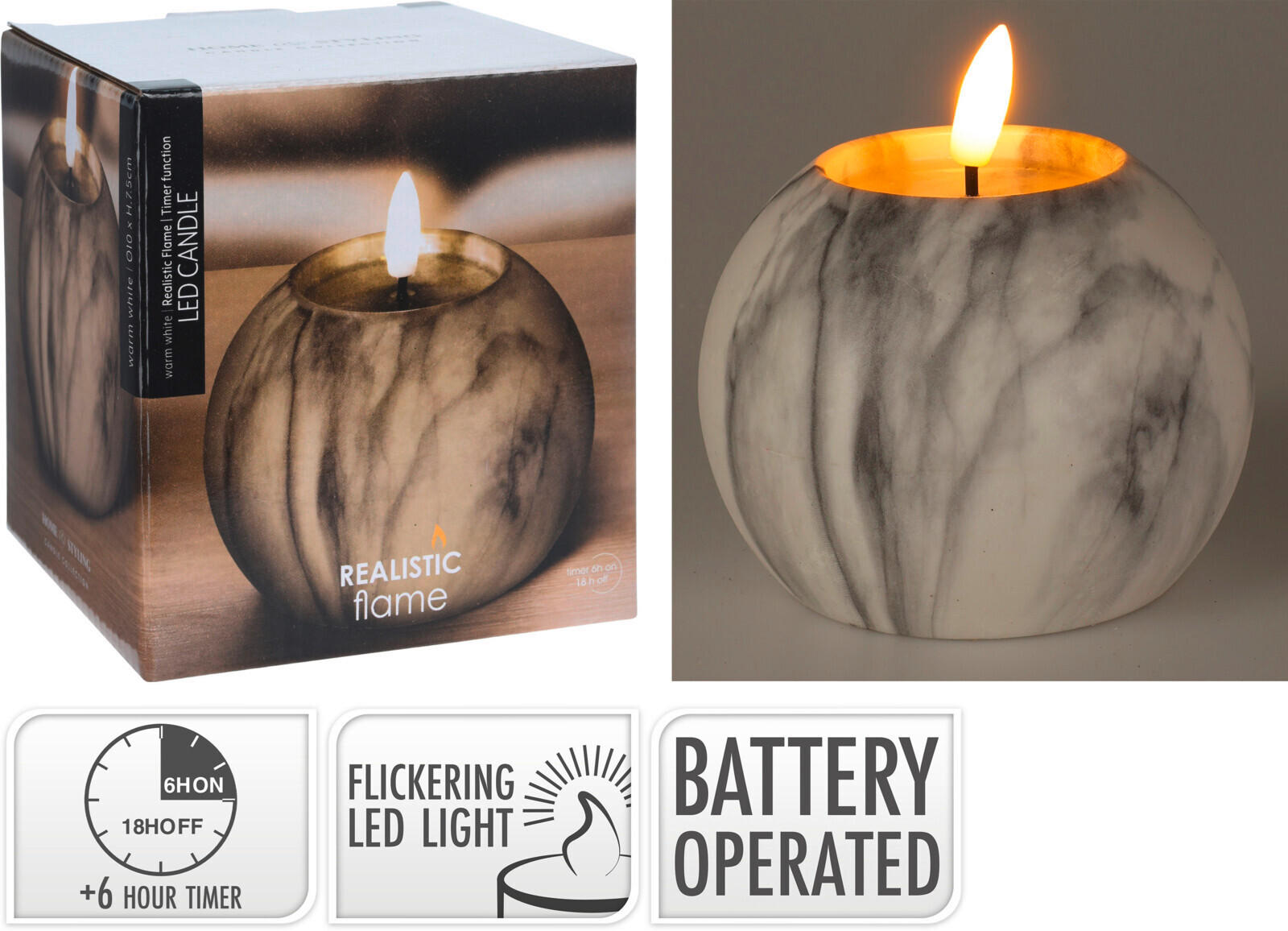 LED GYERTYA  - Basics, műanyag (10/10/11cm)