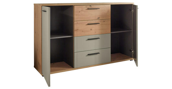 SIDEBOARD  150/92/38 cm 4 Schublade(n)  - Salbeigrün/Schwarz, KONVENTIONELL, Holzwerkstoff/Kunststoff (150/92/38cm) - Xora