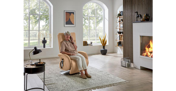 RELAXSESSEL in Leder Hellbraun - Hellbraun/Edelstahlfarben, Design, Leder/Metall (70/108/80cm) - Cantus