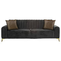 BIGSOFA in Samt Schwarz  - Goldfarben/Multicolor, Trend, Textil/Metall (235/90/100cm) - Carryhome