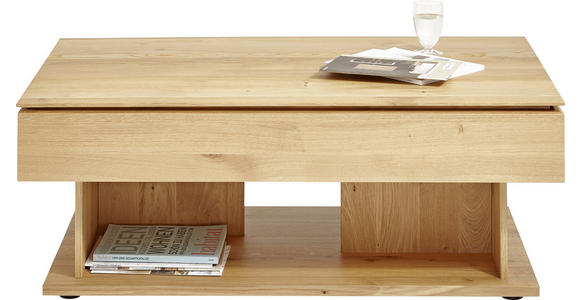 COUCHTISCH Wildeiche massiv rechteckig Eichefarben 120/70/46-65 cm  - Eichefarben, KONVENTIONELL, Holz (120/70/46-65cm) - Valnatura