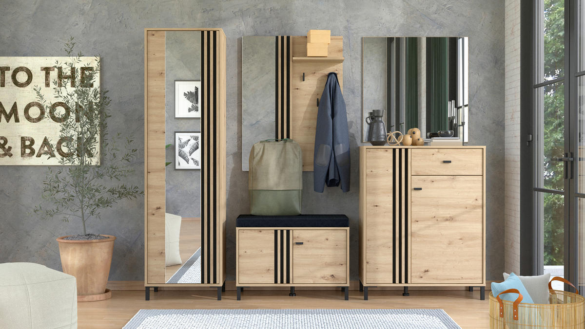 STENSKO OGLEDALO, 80/80/2 cm steklo  - hrast artisan, Moderno, steklo (80/80/2cm) - Carryhome