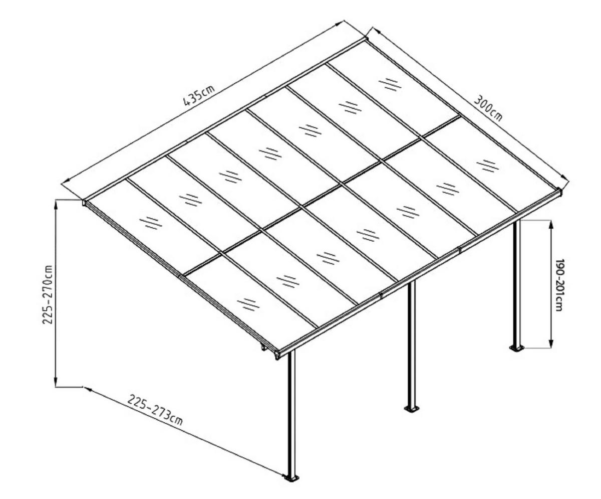 TERRASSENÜBERDACHUNG 435/225/300 cm   - Schwarz, Basics, Metall (435/225/300cm)