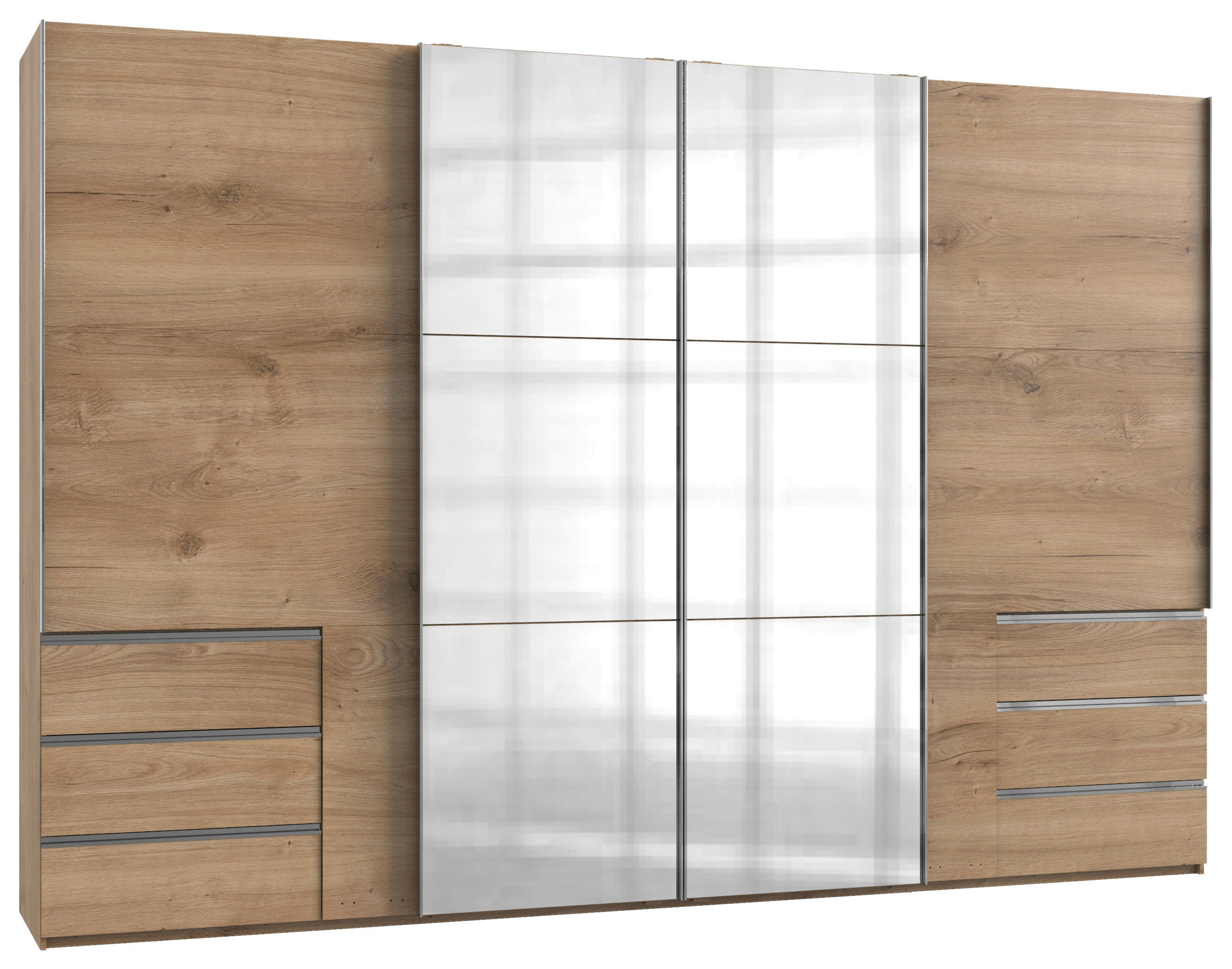SCHWEBETÜRENSCHRANK in Eichefarben  - Chromfarben/Eichefarben, Modern, Holzwerkstoff (350/236/65cm) - MID.YOU