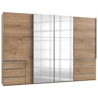 SCHWEBETÜRENSCHRANK in Eichefarben  - Chromfarben/Eichefarben, Modern, Holzwerkstoff (350/236/65cm) - MID.YOU