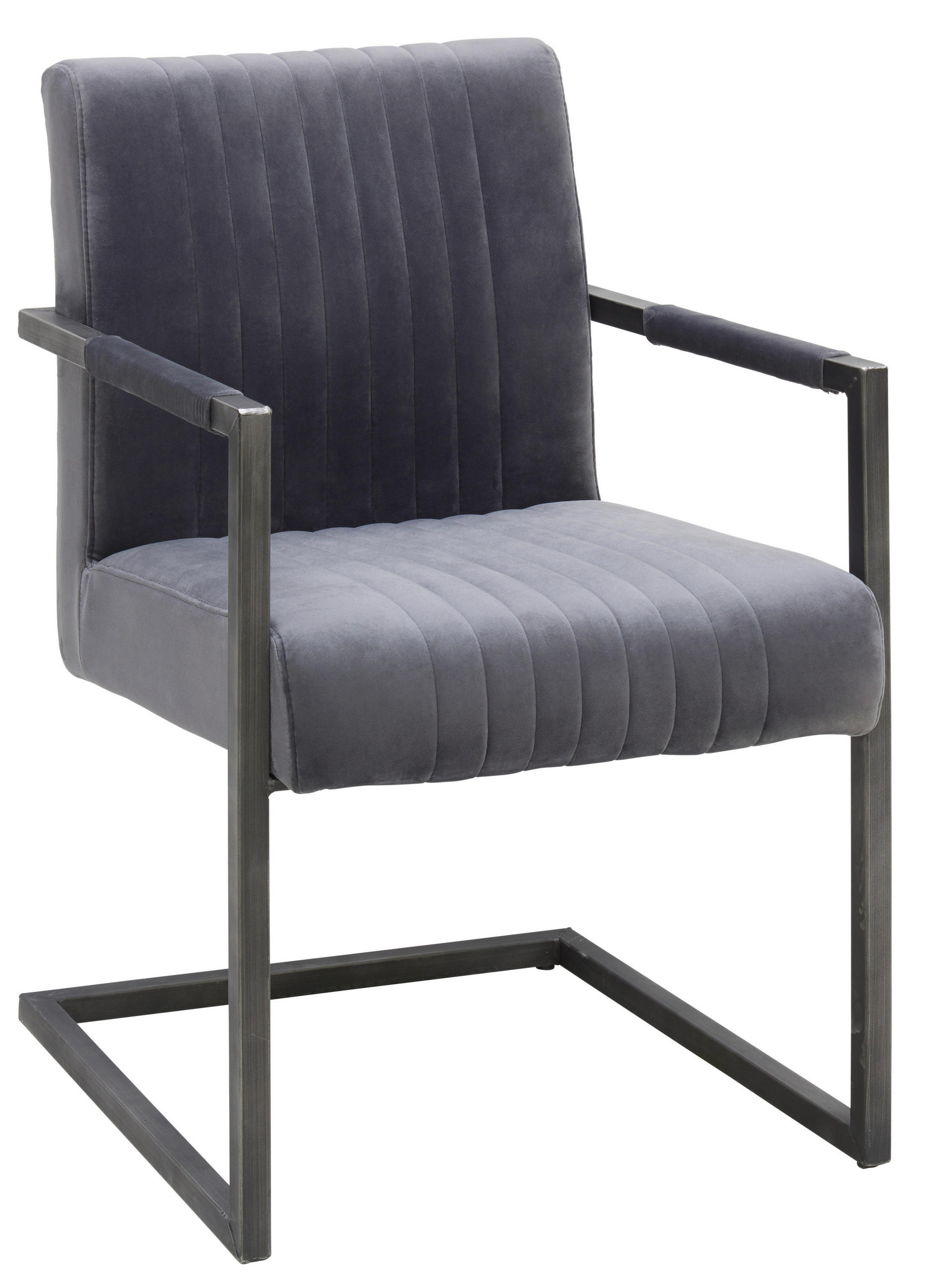 STOLIČKA S PODRÚČKAMI, železo, zamat, sivá, čierna - čierna/sivá, Trend, kov/textil (54/91/63cm) - Ambia Home