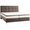 BOXSPRINGBETT 180/200 cm,  in Braun, Matratzen, unterschiedliche Matratzenhärtegrade je Bettseite, H2 + H3 = mittel + fest  - Chromfarben/Braun, Basics, Leder/Holz (180/200cm) - Novel
