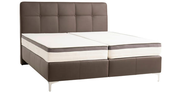 BOXSPRINGBETT 200/200 cm  in Braun  - Chromfarben/Braun, Basics, Leder/Holz (200/200cm) - Novel