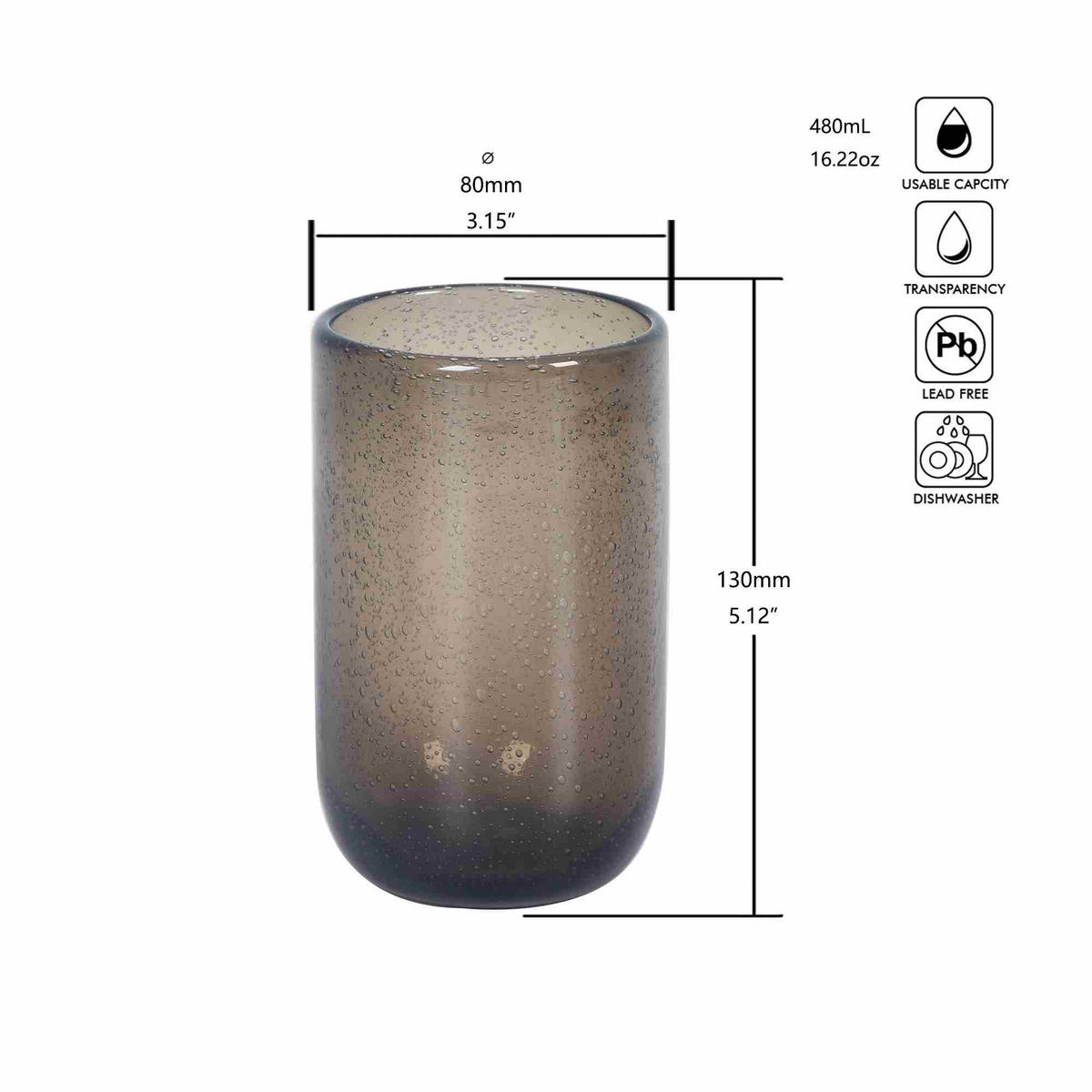 TRINKGLAS 480 ml  - Braun, Trend, Glas (8/13cm) - Novel