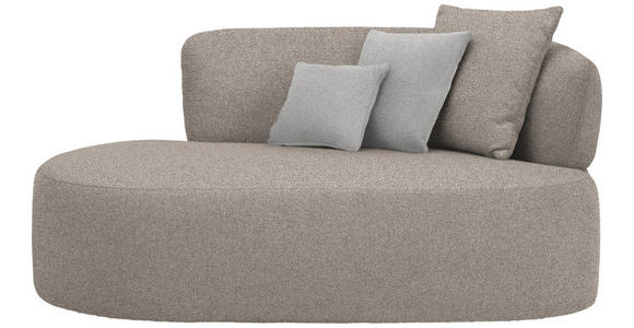 RÉCAMIERE in Plüsch Grau, Graubraun - Graubraun/Schwarz, MODERN, Kunststoff/Textil (166/86/105cm) - Hom`in