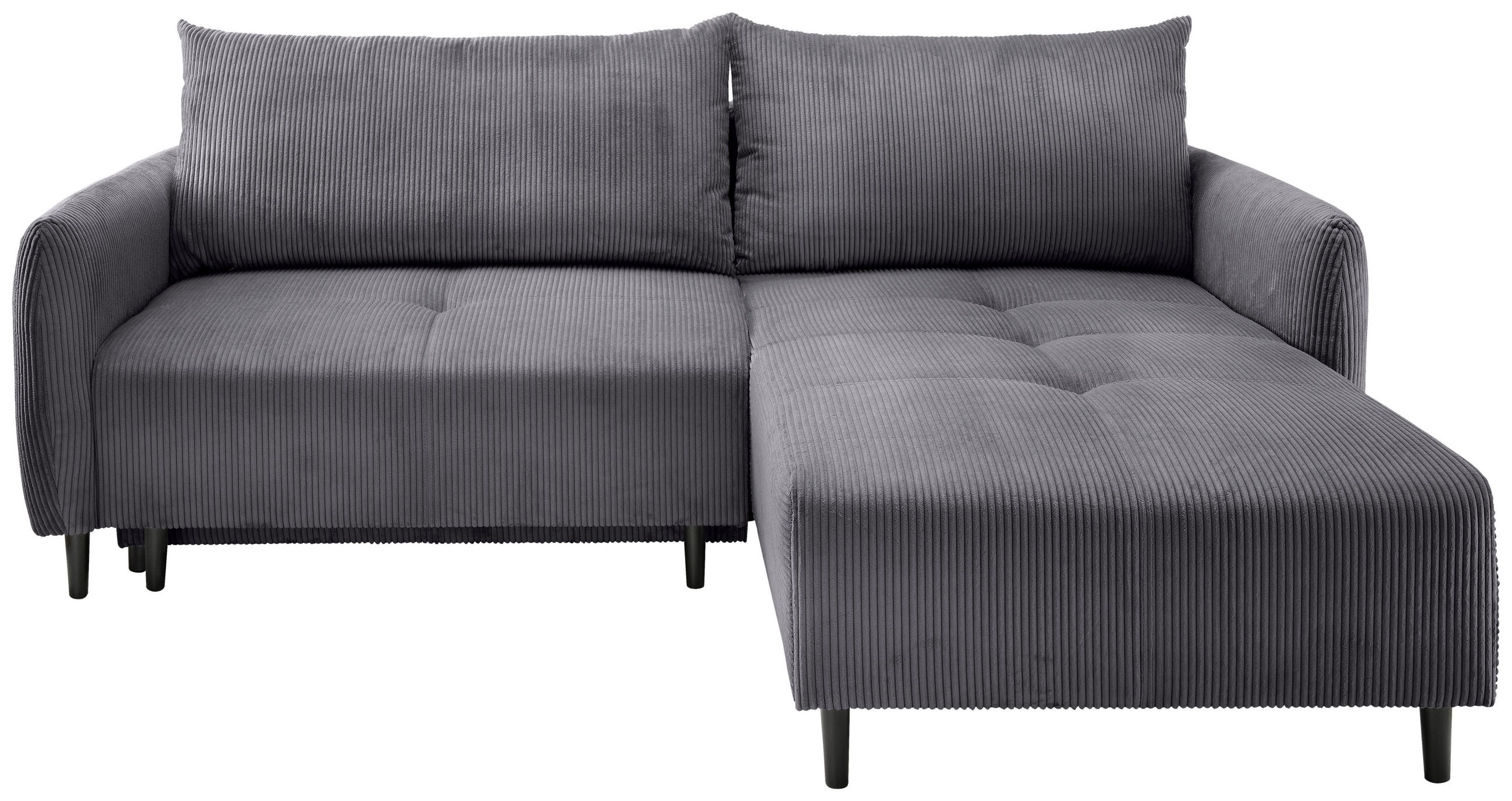 ECKSCHLAFSOFA Cord Grau - Schwarz/Grau, Basics, Holz/Textil (238/174cm) - Livetastic