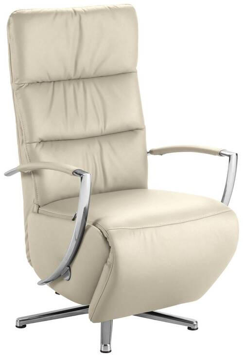 RELAXSESSEL in Leder Creme  - Chromfarben/Creme, Design, Leder/Metall (64/112/80cm) - Cantus