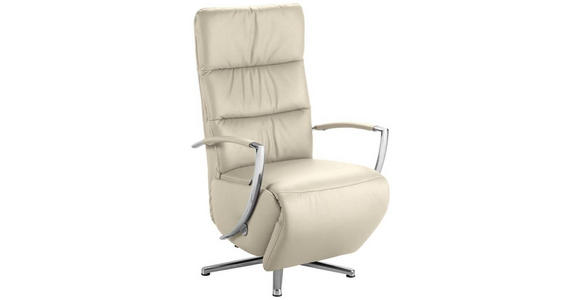 RELAXSESSEL in Leder Creme  - Chromfarben/Creme, Design, Leder/Metall (64/112/80cm) - Cantus