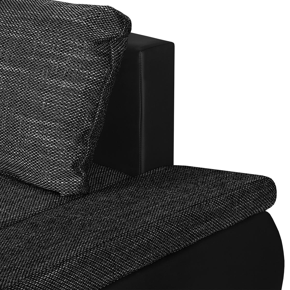 ECKSOFA Schwarz Textilgeflecht  - Chromfarben/Schwarz, Design, Textil (266/175cm) - Livetastic