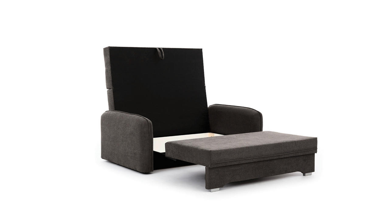 SCHLAFSOFA in Chenille Dunkelgrau  - Dunkelgrau/Silberfarben, Design, Kunststoff/Textil (155/105/75cm) - MID.YOU