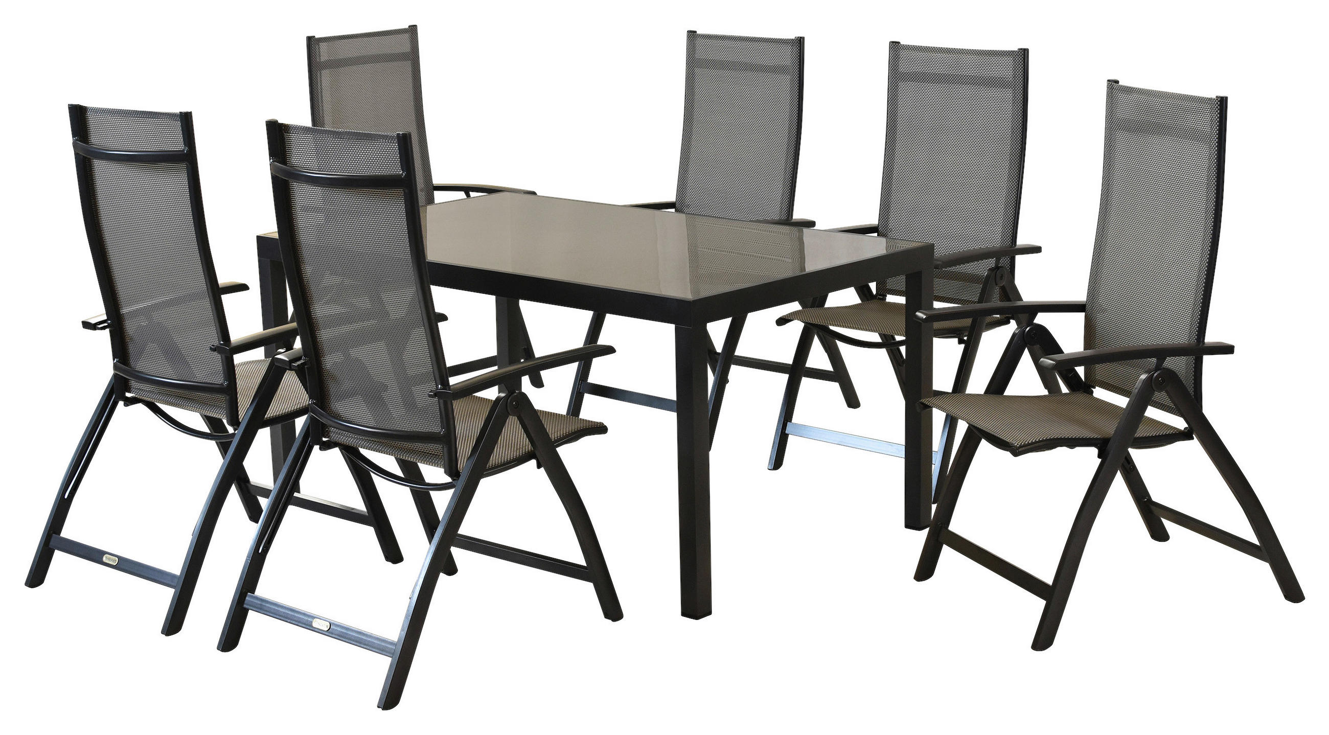 GARTENSET 7-teilig  - Graphitfarben/Braun, MODERN, Textil/Metall - Gardenson