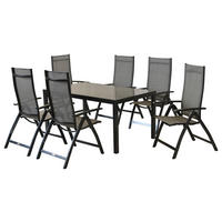 GARTENSET 7-teilig  - Graphitfarben/Braun, MODERN, Textil/Metall - Gardenson