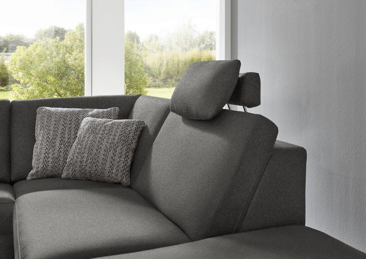 ECKSOFA in Mikrofaser Grau  - Alufarben/Grau, Design, Textil/Metall (275/242cm) - Dieter Knoll