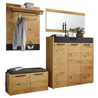 GARDEROBE 5-teilig 225/195/41 cm  - Eichefarben/Anthrazit, Design, Glas/Holz (225/195/41cm)