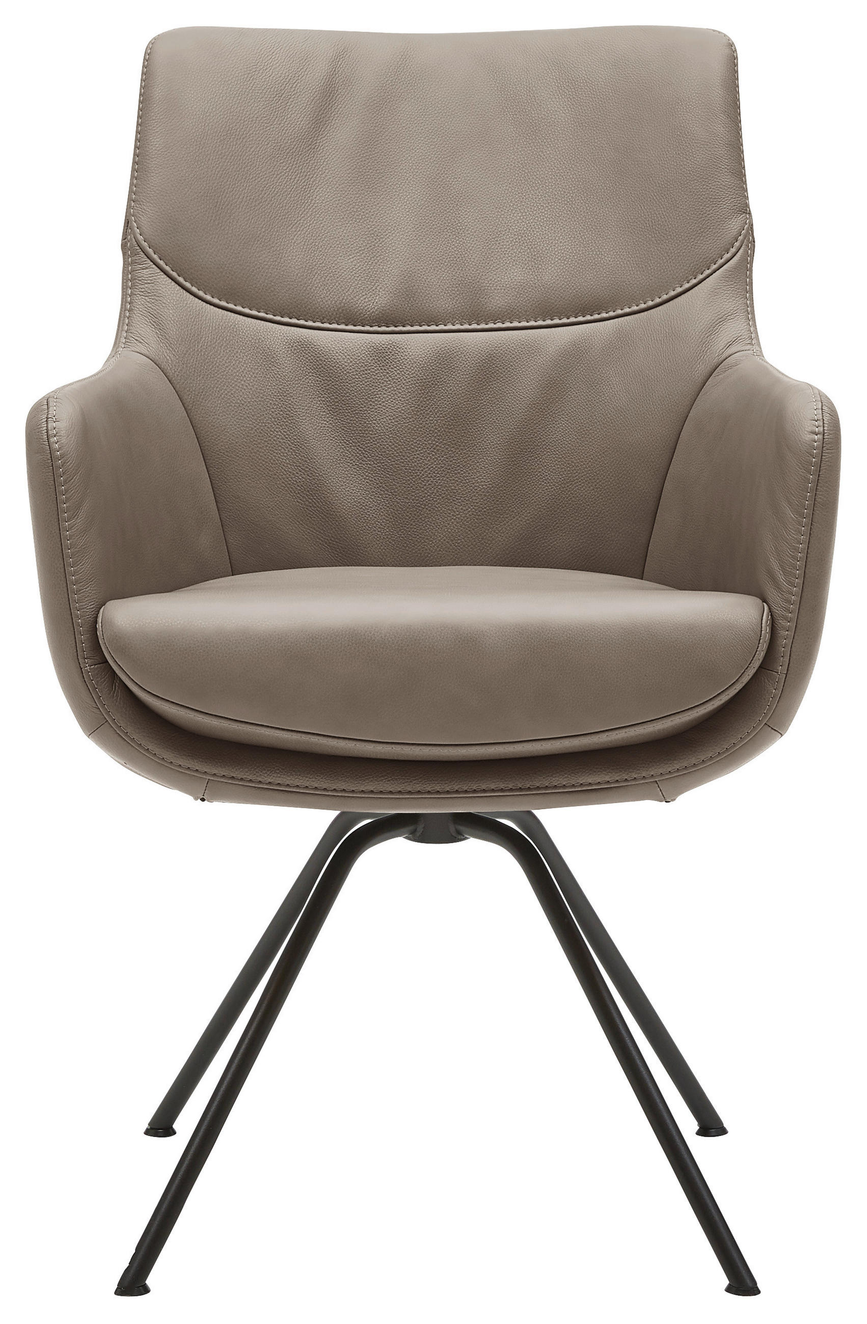 CHAISE ACCOUDOIRS  in Echtleder pigmentiert  - Taupe/Schwarz, Design, Leder/Metall (60/90/61cm) - Dieter Knoll