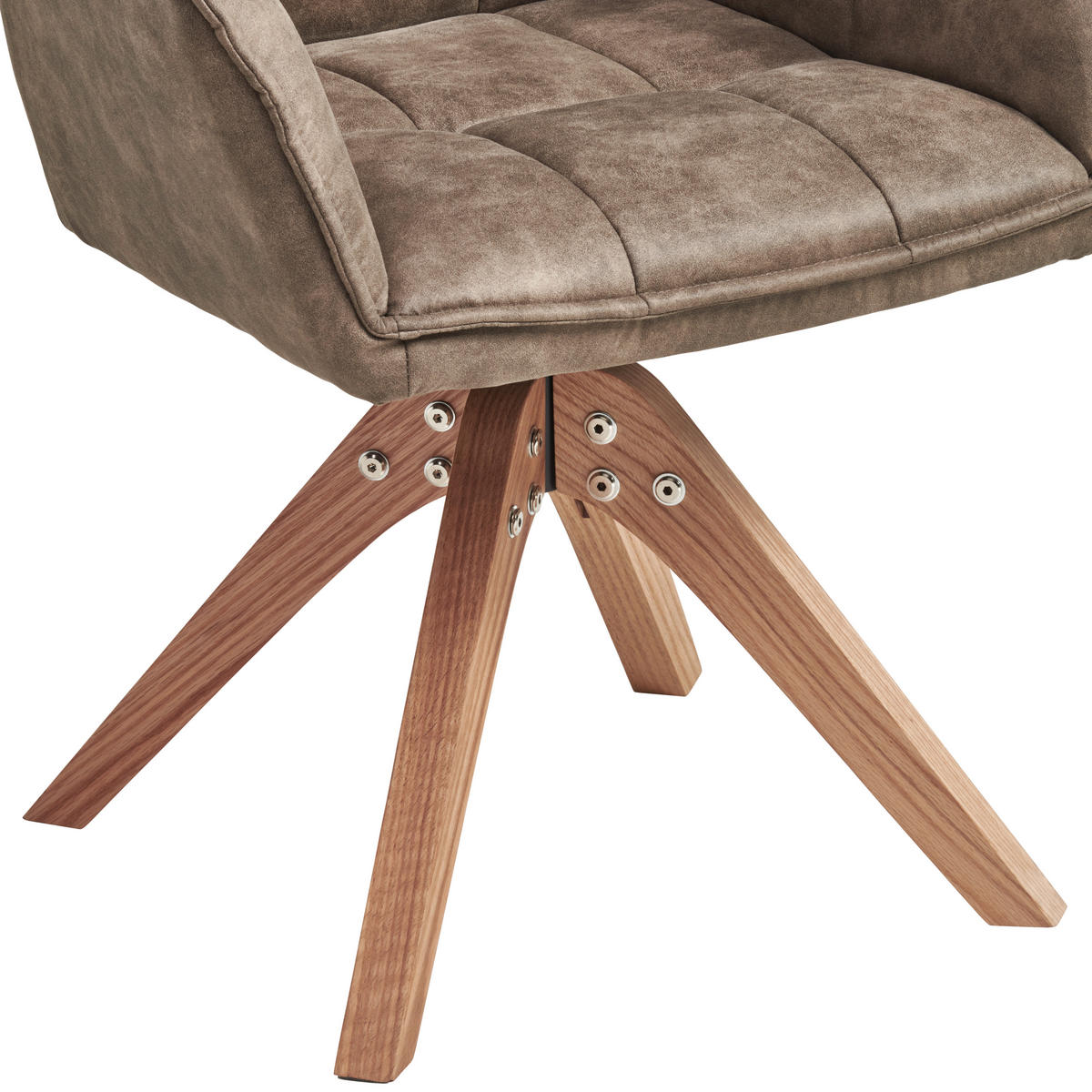 ARMLEHNSTUHL  Sitzfläche 360° drehbar Webstoff  - Eichefarben/Braun, Basics, Holz/Textil (61/85/63cm) - MID.YOU