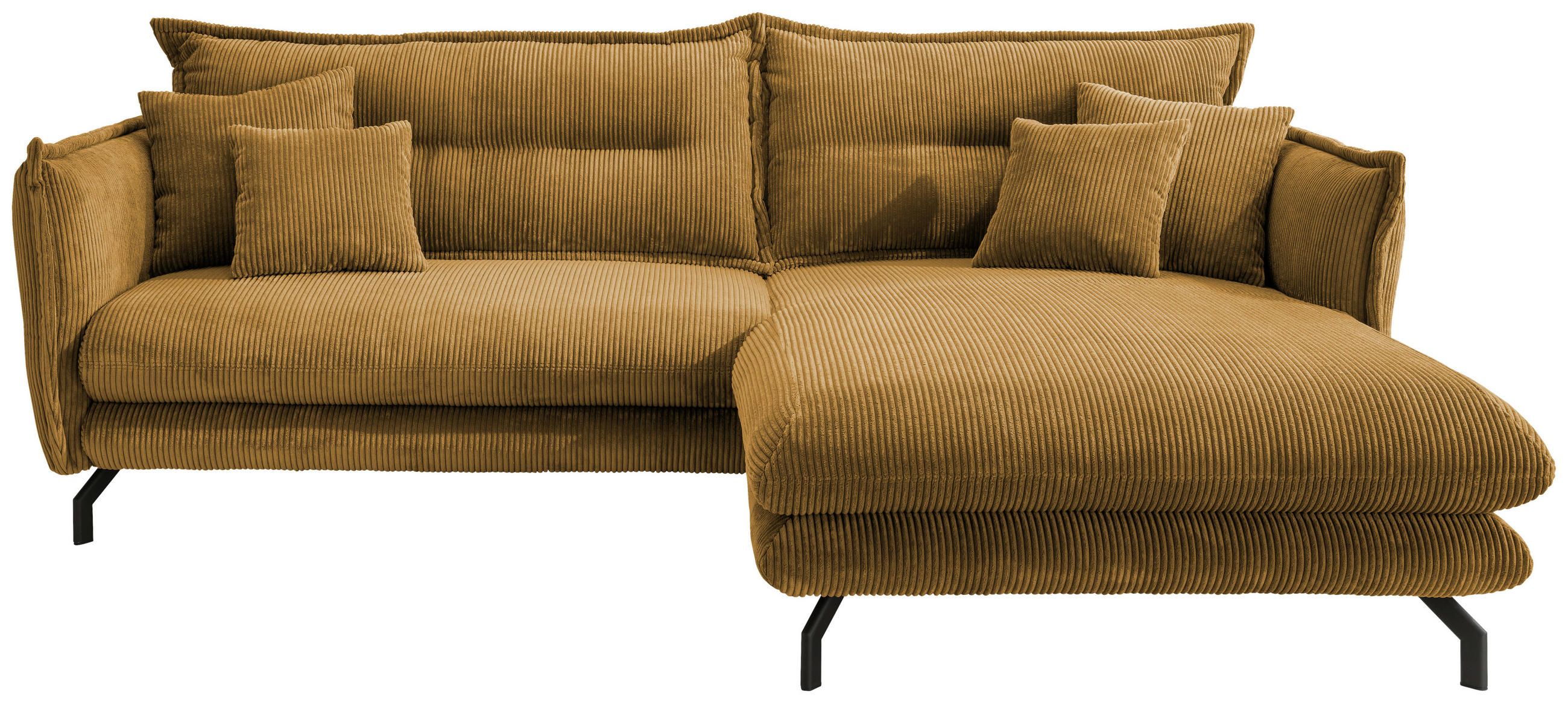 ECKSOFA Goldfarben Cord  - Goldfarben/Schwarz, MODERN, Textil/Metall (255/180cm) - Livetastic