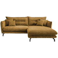 ECKSOFA Goldfarben Cord  - Goldfarben/Schwarz, MODERN, Textil/Metall (255/180cm) - Livetastic