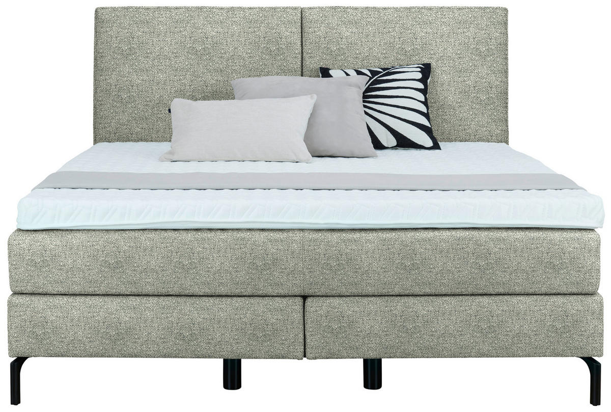BOXSPRINGBETT 180/200 cm  in Beige  - Beige/Schwarz, Konventionell, Textil/Metall (180/200cm) - Dieter Knoll