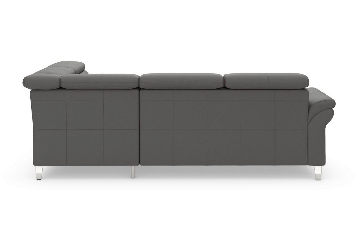 ECKSOFA ARNGAST E Mokka Echtleder Kopfteilverstellung  - Chromfarben/Mokka, Basics, Leder/Metall (245/194cm) - Sit & More