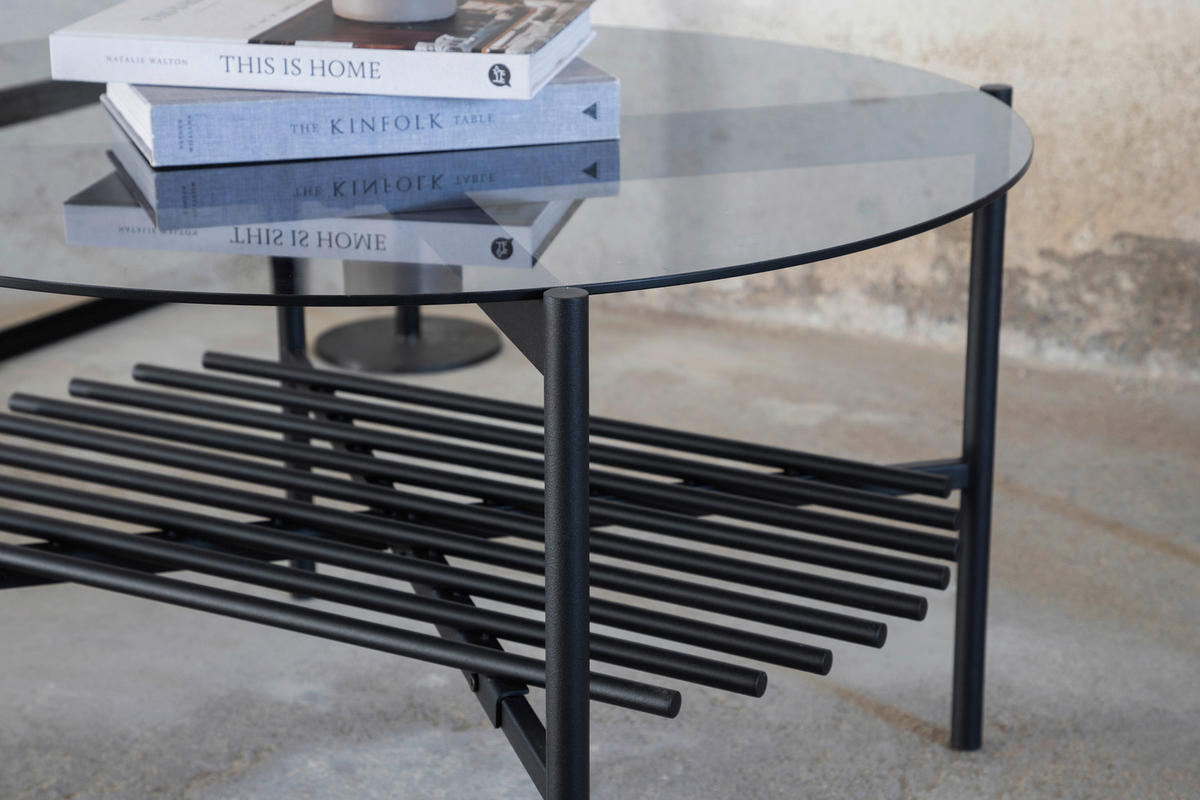 COUCHTISCH in Metall, Glas 80/80/45 cm  - Schwarz, Design, Glas/Metall (80/80/45cm) - Livetastic