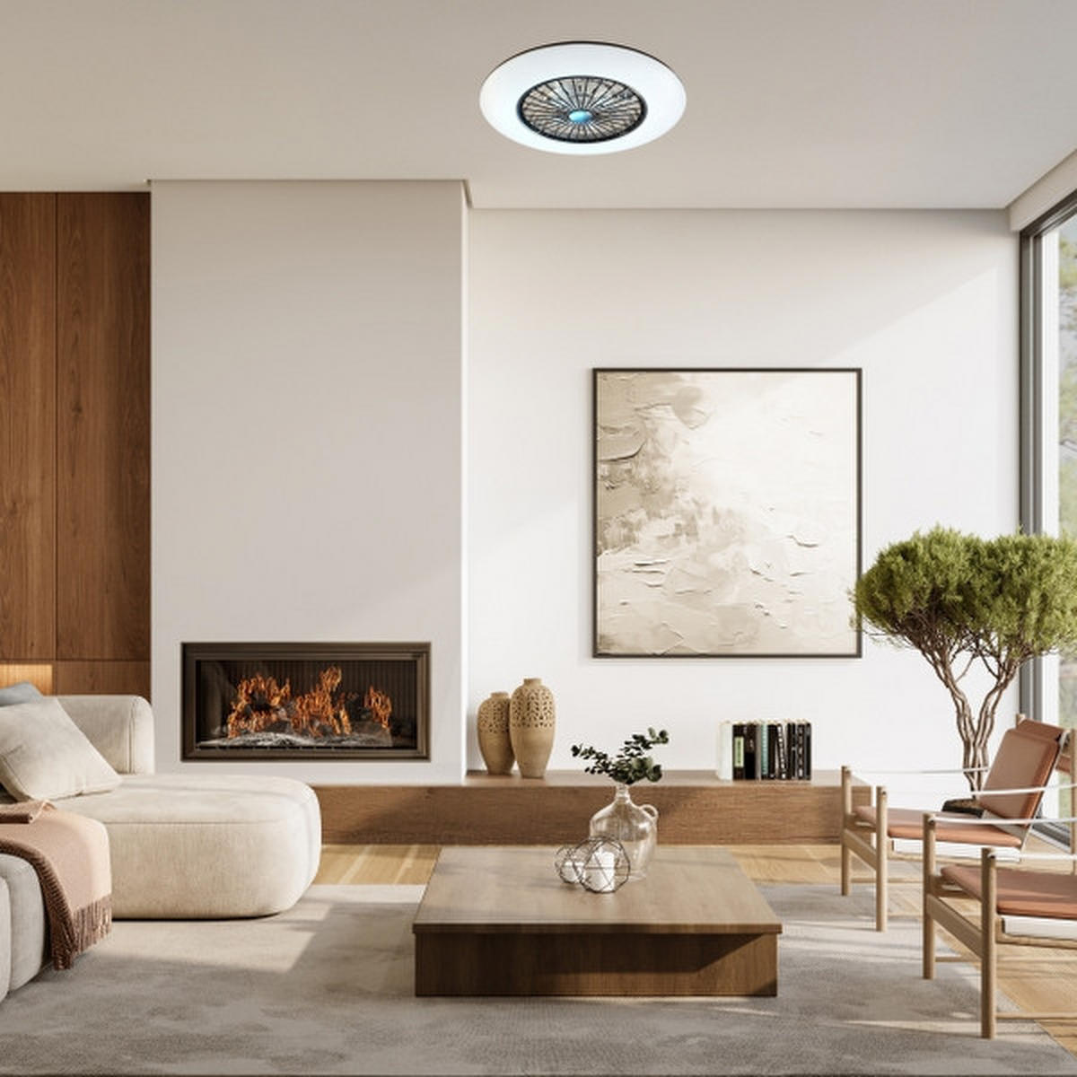 STROPNI VENTILATOR   /4800 lm/3000-6500 K// - črna/bela, Basics, umetna masa (55/14cm)