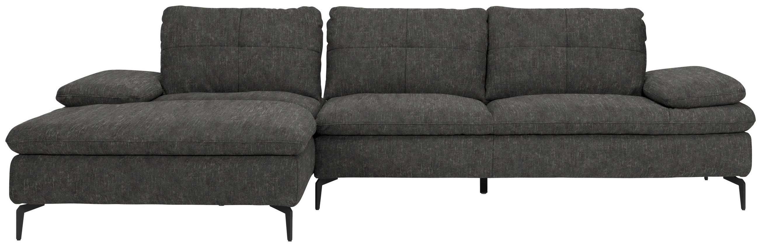 ECKSOFA in Velours Dunkelgrau  179/301 cm  - Dunkelgrau/Schwarz, Design, Textil/Metall (179/301cm) - Chilliano