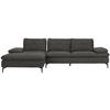 ECKSOFA in Velours Dunkelgrau  - Dunkelgrau/Schwarz, Design, Textil/Metall (179/301cm) - Chilliano