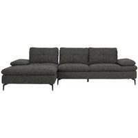 ECKSOFA in Velours Dunkelgrau  - Dunkelgrau/Schwarz, Design, Textil/Metall (179/301cm) - Chilliano