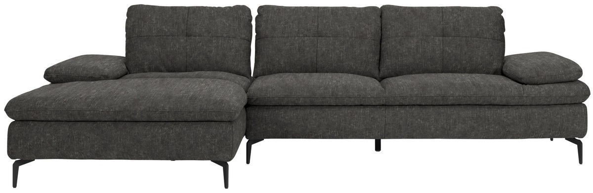 ECKSOFA in Velours Dunkelgrau  - Dunkelgrau/Schwarz, Design, Textil/Metall (179/301cm) - Chilliano