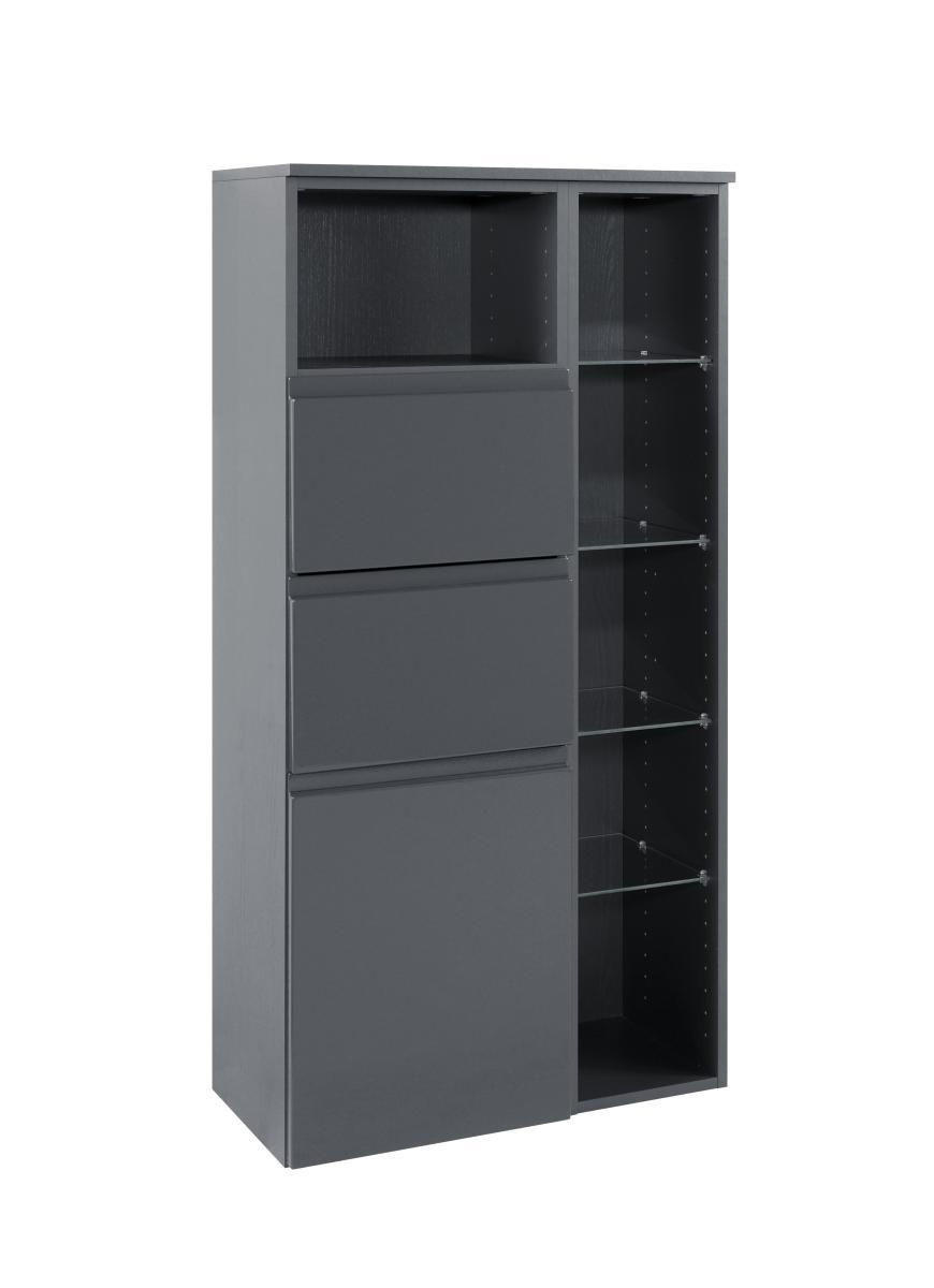 Midischrank in Grau 65/130/35 cm  - Graphitfarben, Design, Holzwerkstoff (65/130/35cm) - Held
