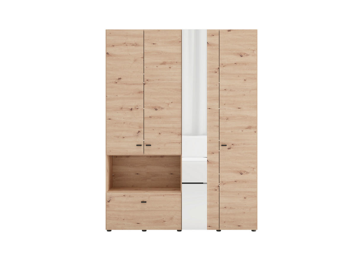 ORMAR ZA ODJEĆU hrast Artisan   - hrast Artisan/crna, Moderno, staklo/drvni materijal (155/52/207,5cm) - Ti'me