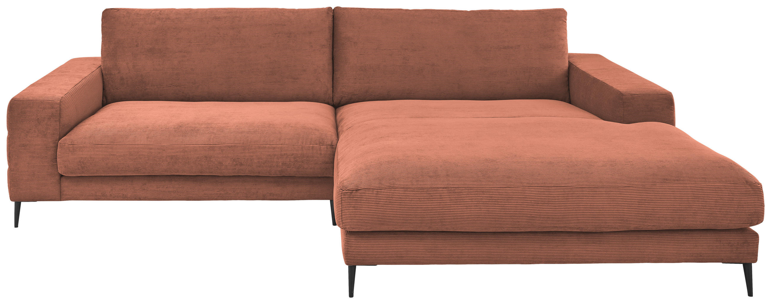 ECKSOFA in Feincord Kupferfarben  293/207 cm  - Schwarz/Kupferfarben, Design, Textil/Metall (293/207cm) - Dieter Knoll