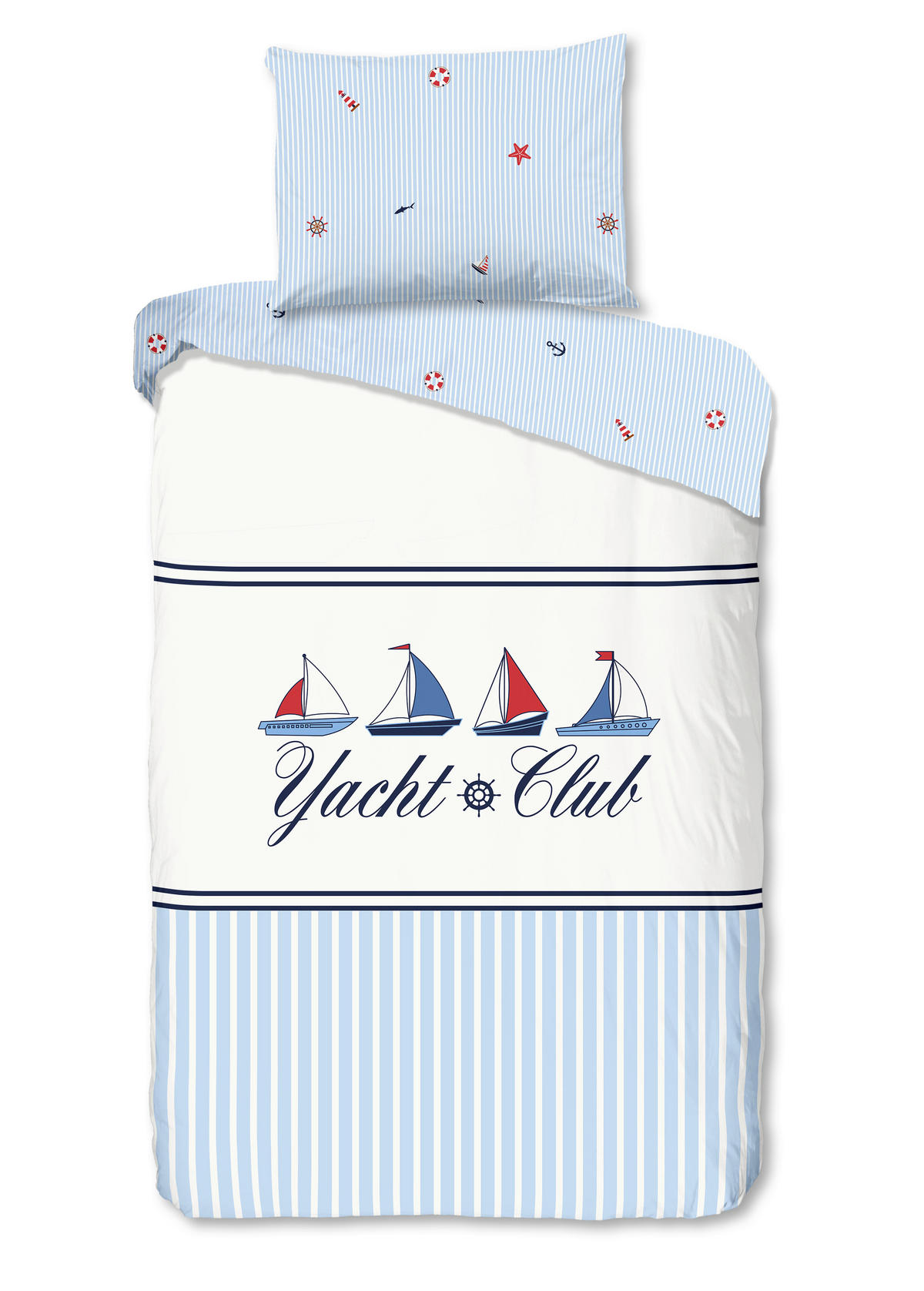 WENDEBETTWÄSCHE Good Morning Renforcé 140/200 cm  - Blau/Weiß, Basics, Textil (140/200cm)