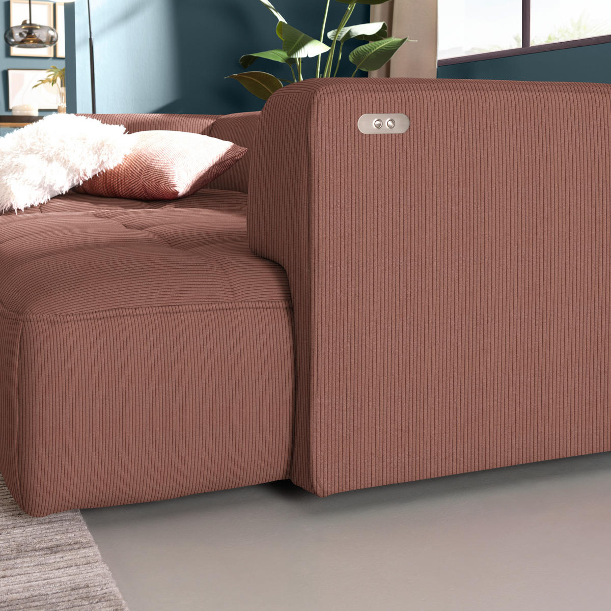 ECKSOFA Feincord Braun  - Schwarz/Braun, Design, Kunststoff/Textil (188/288cm) - Welnova