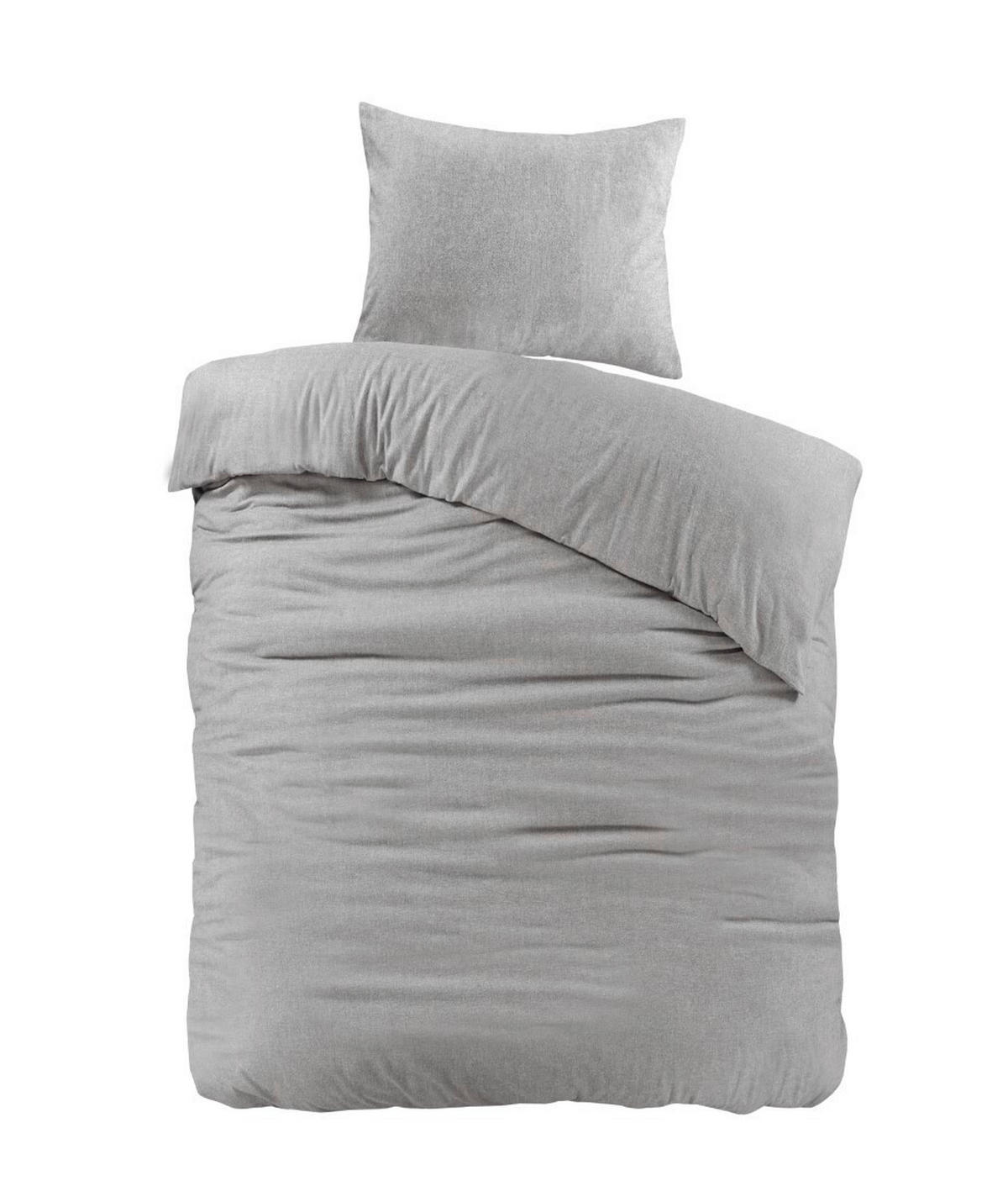 BETTWÄSCHE Flanell 155/220 cm  - Hellgrau, Basics, Textil (155/220cm)