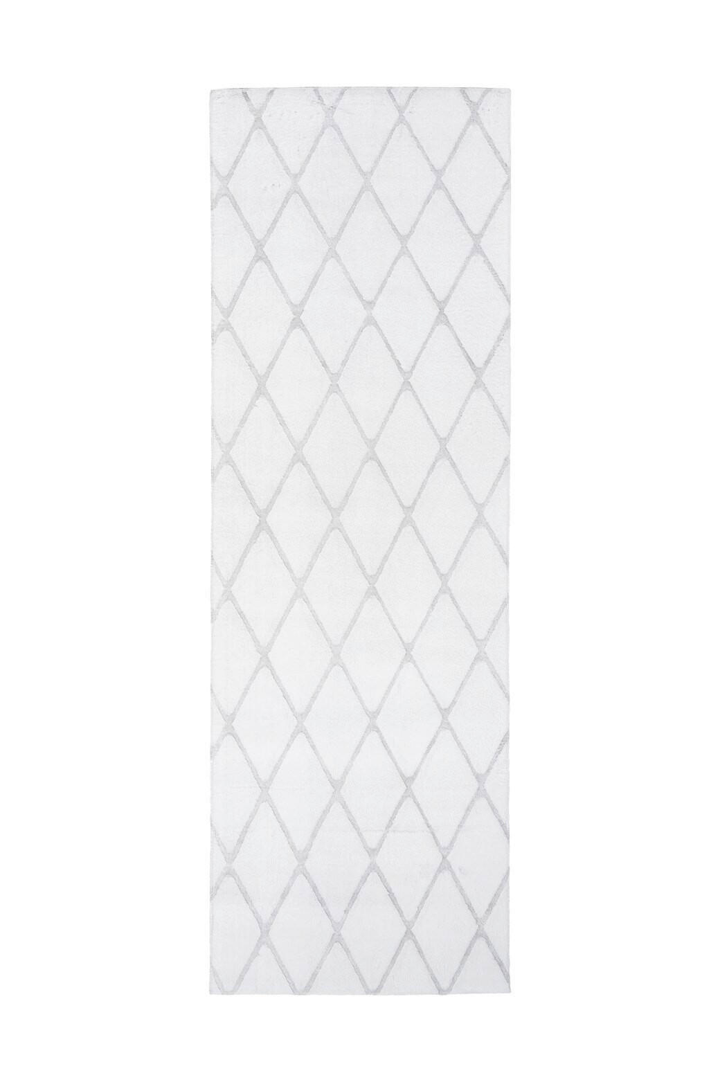 TEPPICH 80/250 cm Vivica 225 Weiß / Graublau Grau, Weiß  - Weiß/Grau, KONVENTIONELL, Textil (80/250cm)