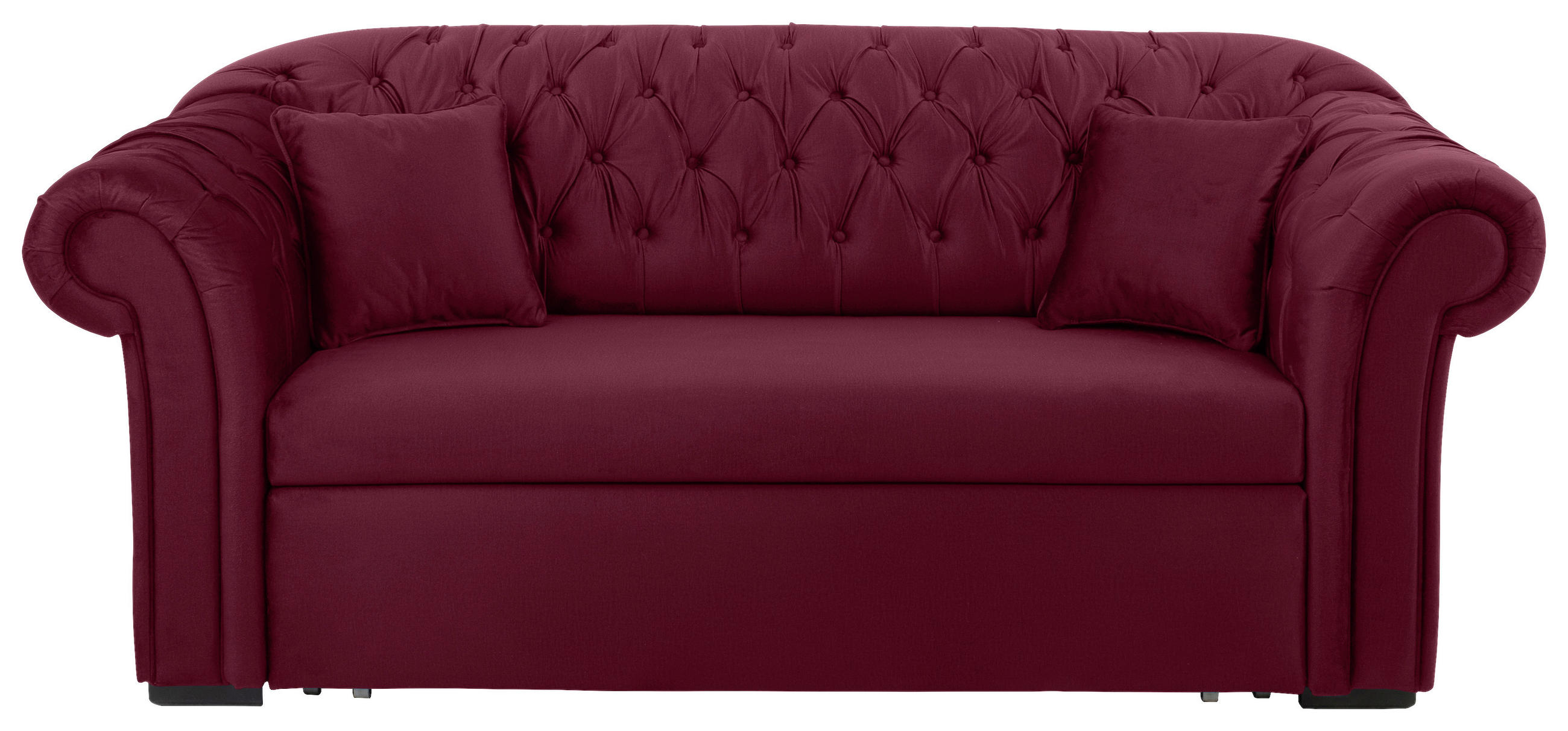 SCHLAFSOFA  mit Velours Rot  - Rot/Schwarz, Design, Holz/Textil (213/86/99cm) - MID.YOU