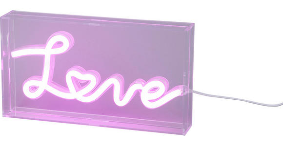 LED-DEKOLEUCHTE Love 23/4/12,7 cm  - Transparent/Weiß, LIFESTYLE, Kunststoff (23/4/12,7cm) - Novel