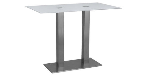 BARTISCH in Metall, Glas 120/70/105 cm - Edelstahlfarben/Weiß, Design, Glas/Metall (120/70/105cm) - Dieter Knoll