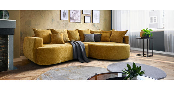 ECKSOFA in Chenille Goldfarben  - Goldfarben/Schwarz, Design, Kunststoff/Textil (307/194cm) - Carryhome