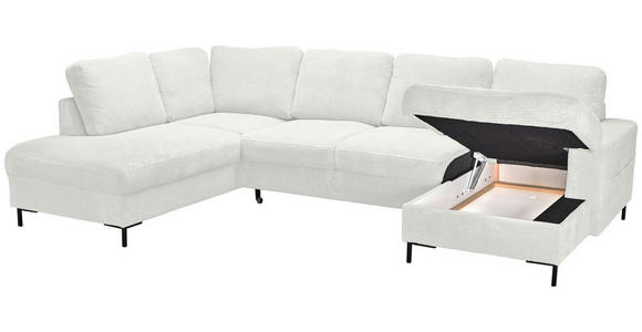WOHNLANDSCHAFT Creme Cord  - Creme/Schwarz, KONVENTIONELL, Textil/Metall (197/303/148cm) - Carryhome